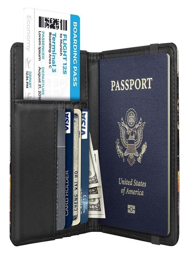 Coco Rossi Passport Holder,RFID Blocking Passport Cover Cute Floral Traveling Passport Wallet for Women Gold Grey - Image 2